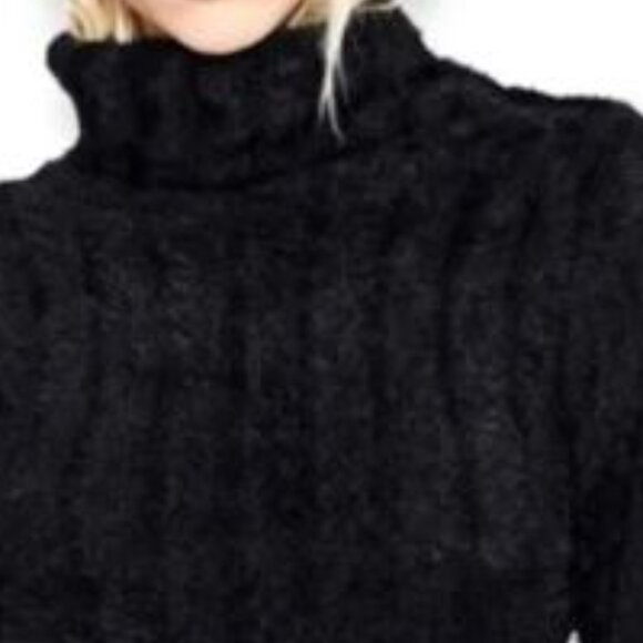 NWT Fuzzy Black Turtleneck Mini Dress Size M Autumn/Winter Bodycon Goth - Picture 4 of 4